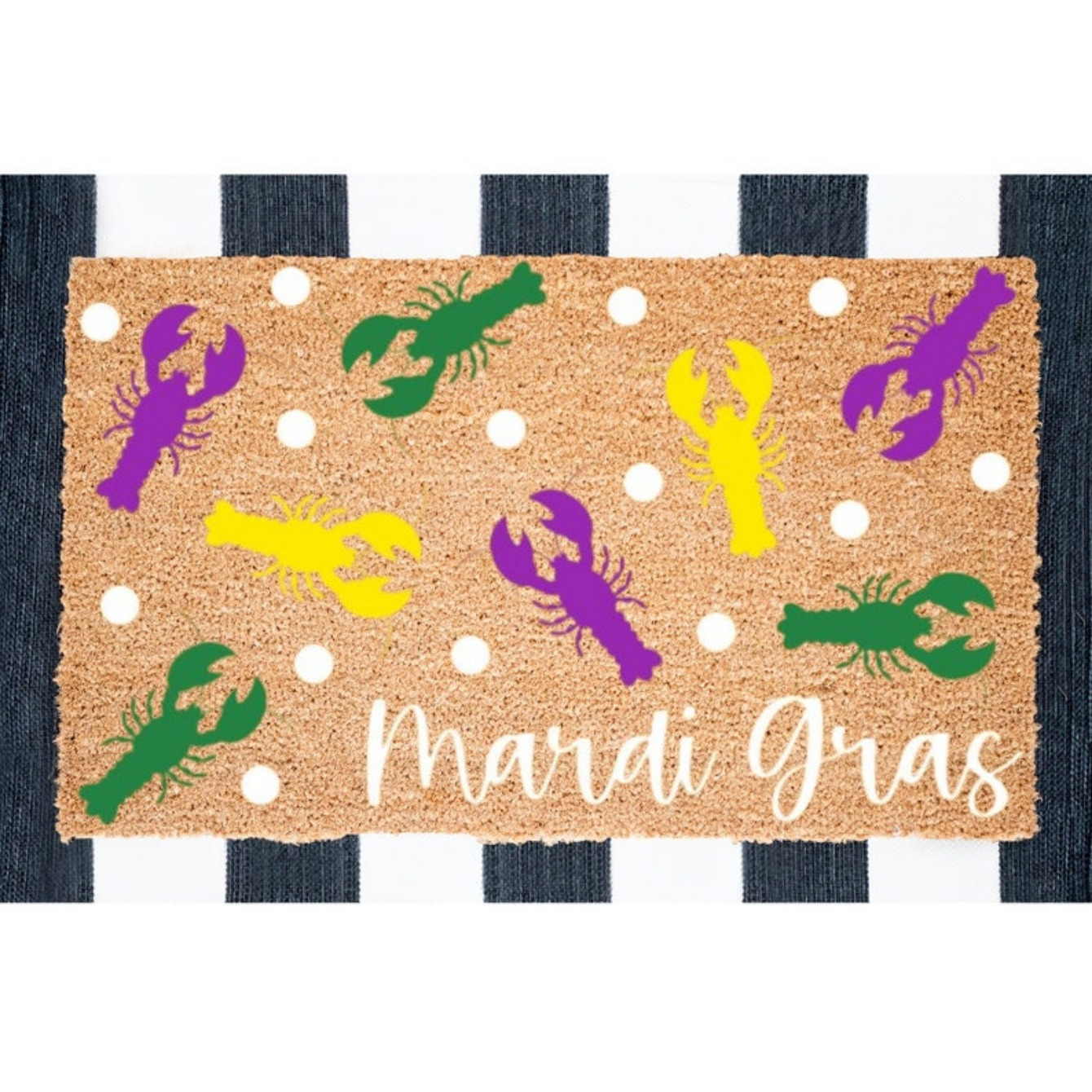 TEMU Festive Mardi Gras Doormat With Colorful - 16x24in & 18x30in, Durable Non-woven & Rubber Blend, Hand Wash Only - Decor & Seasonal Welcome