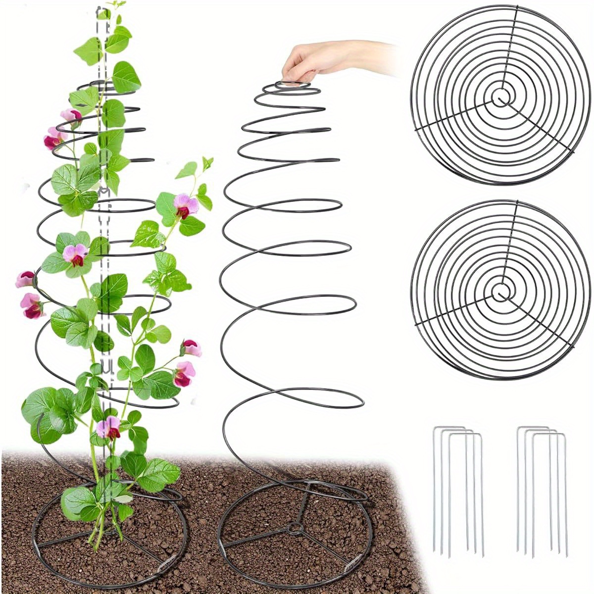 100 Attaches Réglables Pour Plantes De Jardin - 17,5 Cm, Vert, Réutilisables Et Simples à Utiliser