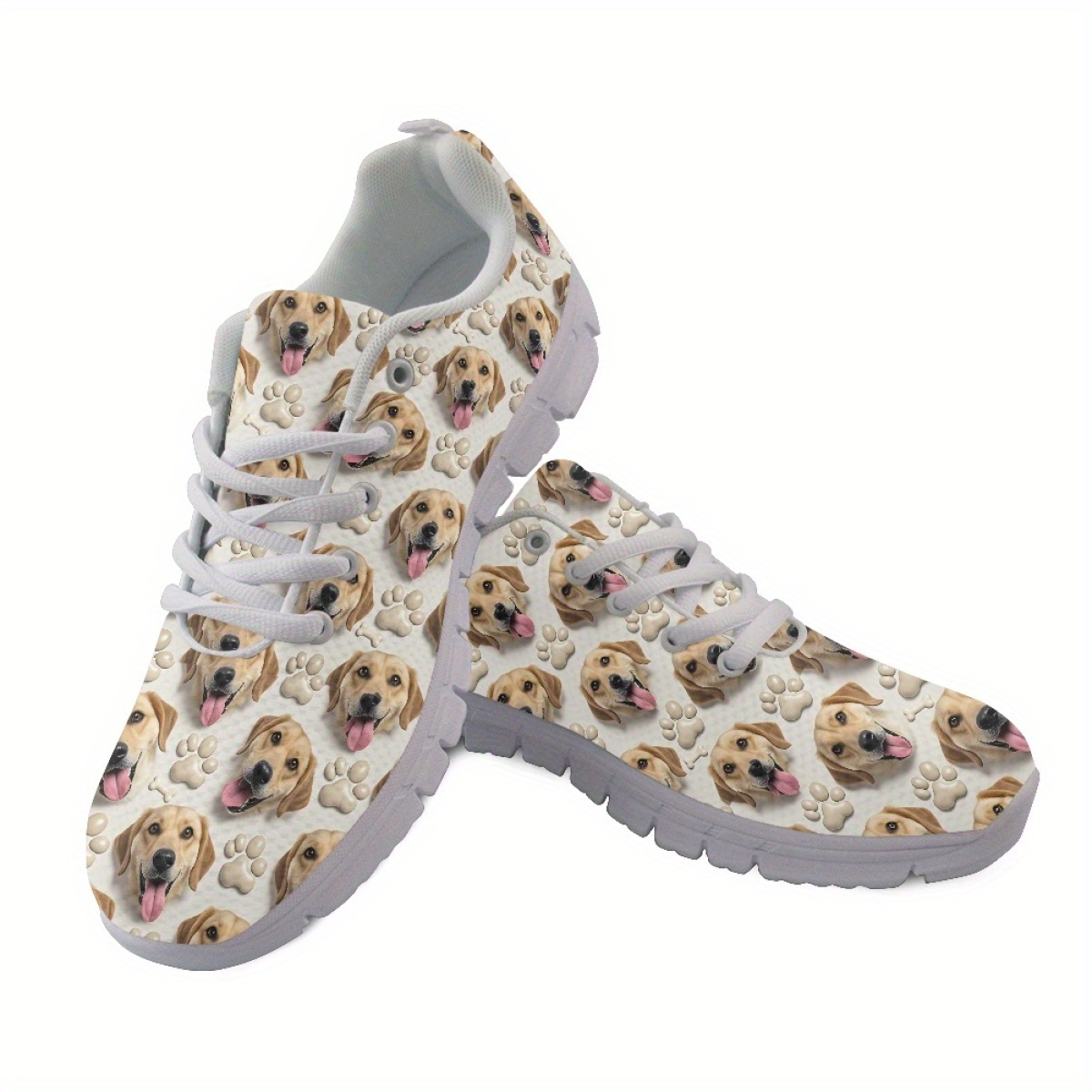Dog And Dog Paw Print Pattern 2D Printed Custom Sneakers -... product image 9
