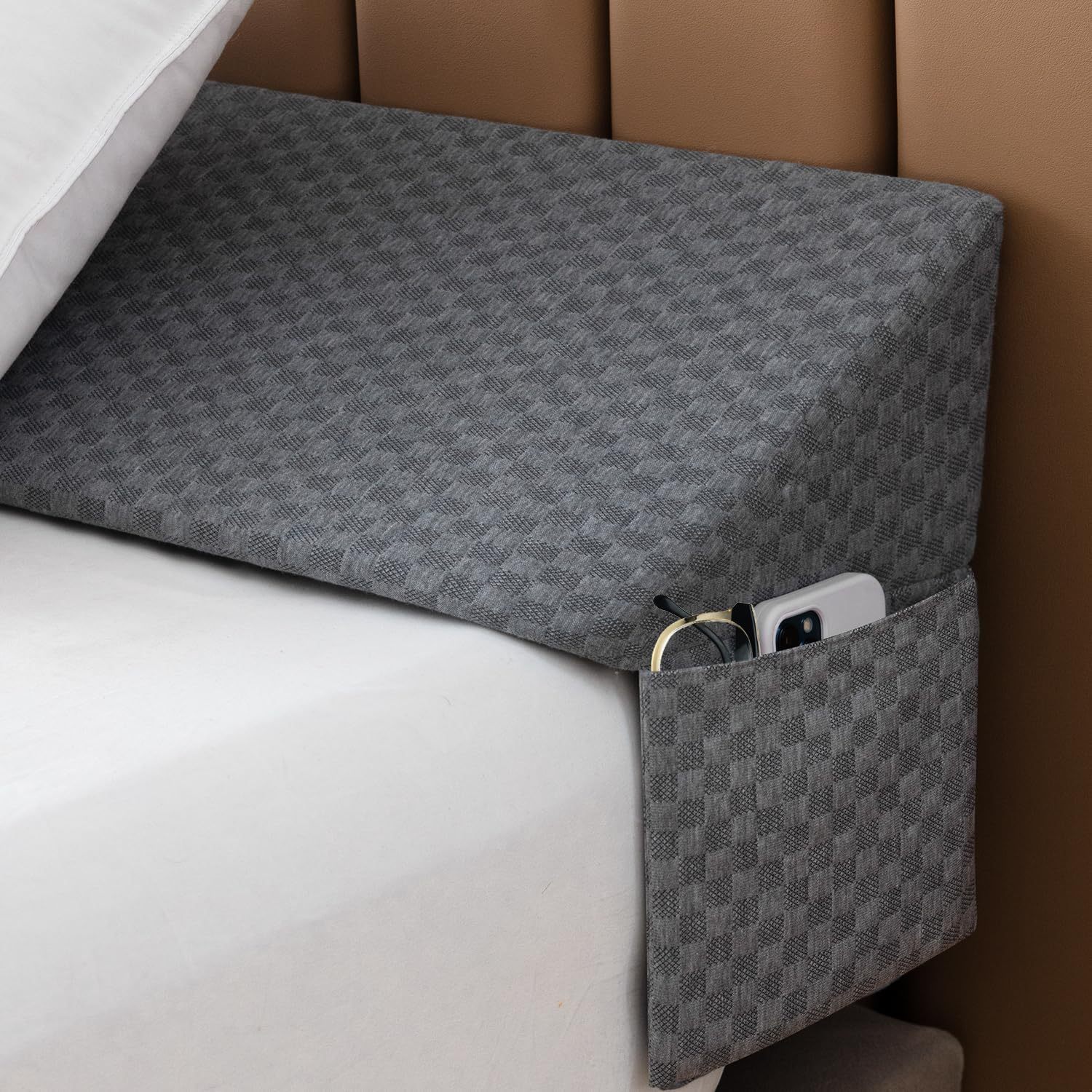 TEMU Oreiller de cale de lit pour tête de lit, remplissage de du lit, oreiller triangulaire en coin de matelas, long traversin pour dormir au lit,