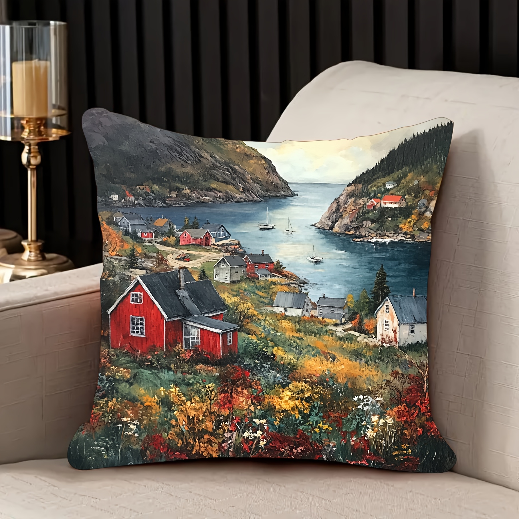TEMU 1 housse de coussin, design multicolore , tissu en doux et lisse à poils courts, impression recto, x , fermeture à glissière, lavable en machine