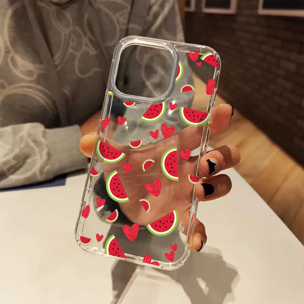 TEMU Sweet Heart Watermelon Aesthetic Clear Phone Case Cover For Iphone 16 11 12 13 14 15 Pro Xr Case Best Friend Gifts For Women
