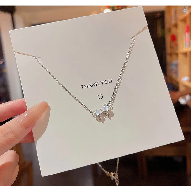 Women's Light Luxury Opal Bowknot Necklace, Elegant Stainless Steel