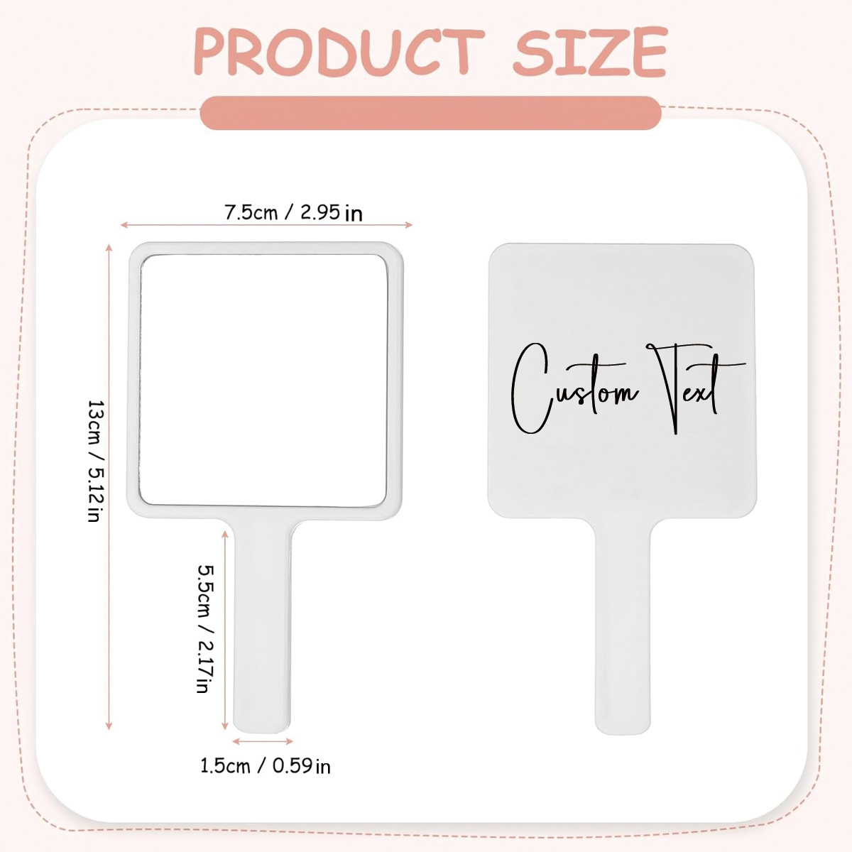Personalized Portable Mini Hand Mirror with Butterfly Handle