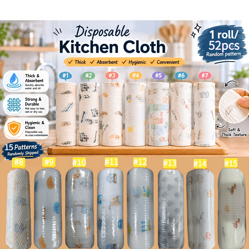 TEMU 7.86 Inches * 7.86 Inches Widened And Thickened Multi-functional Dish Cloth, Absorbent And Stain-removing Lazy Wipe, Kitchen Cleaning Tissue,