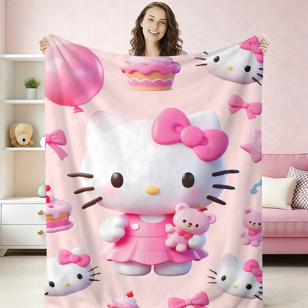 2d Flannel Blanket With Dessert Print, In Bulk, Perfect For Halloween, Winter, And New Year Celebrations. And Warm Commemorative Blanket Is Ideal For Family Use, Camping, Travel, , At The Office