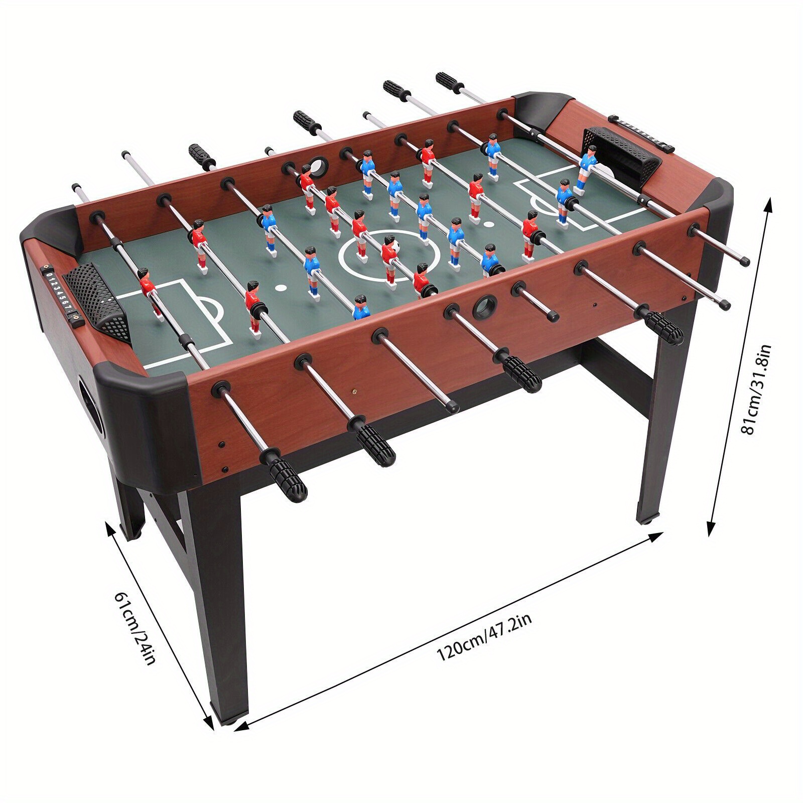 120 61 81cm 47 2 24 31 8in 8 rods     free standing modern football game table   Product details 3
