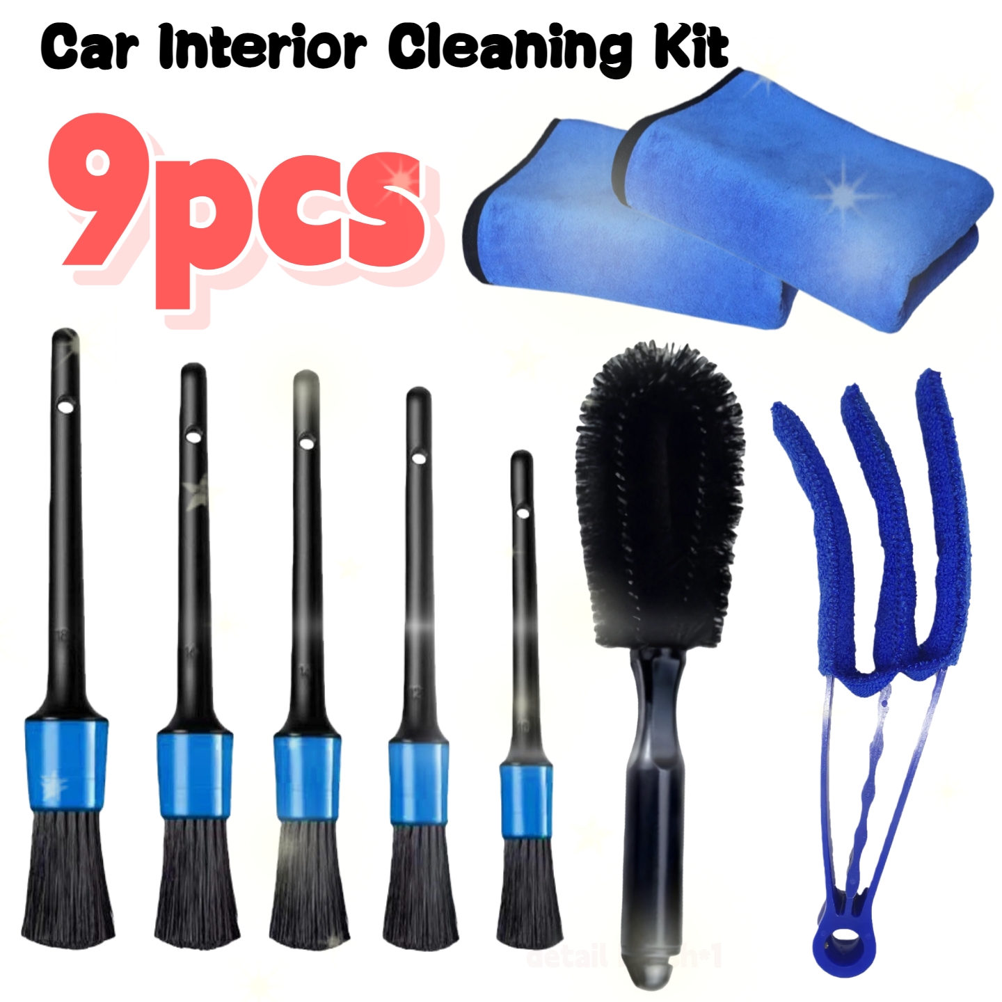 TEMU Kit complet de détails, d'entretien et de soin de la voiture, comprenant une gant de lavage de voiture double face en velours, une éponge à