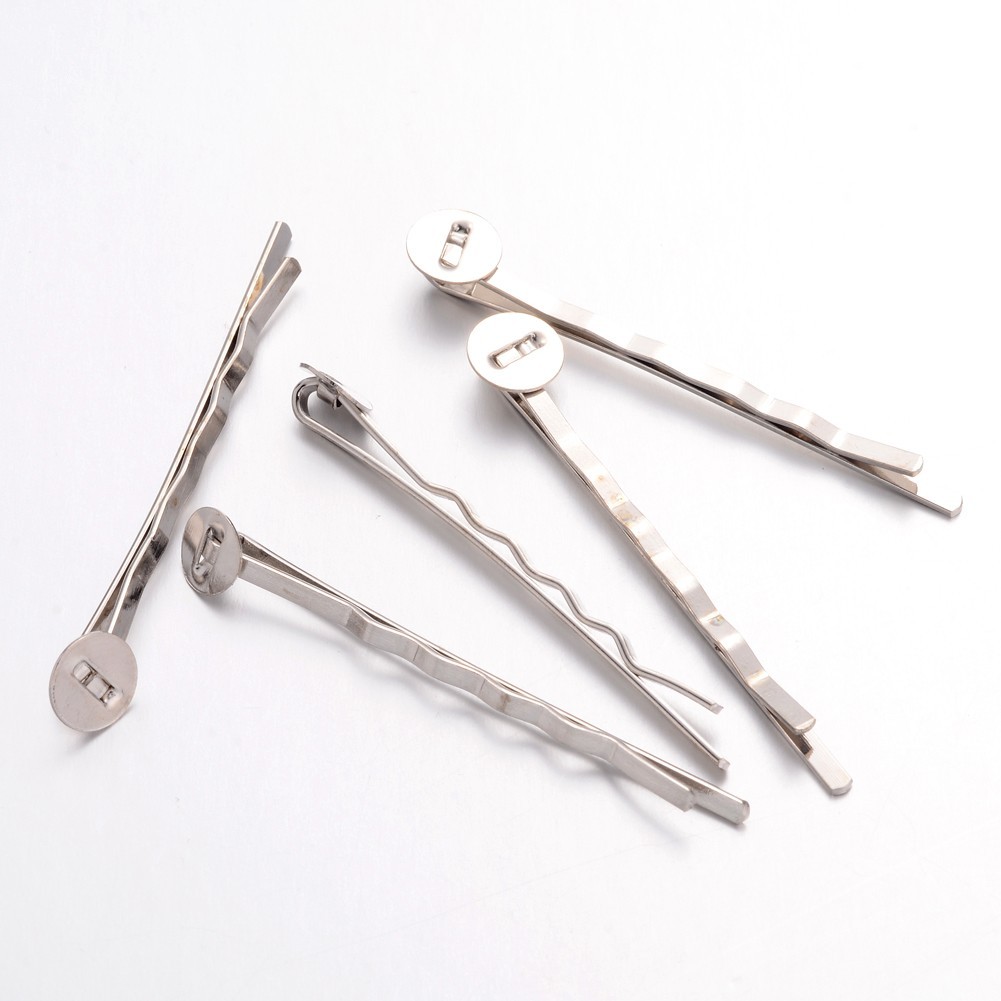 E-shop 50 Stück Eisen Haarnadel-Basen für Schmuck Haaraccessoires 50x8mm
