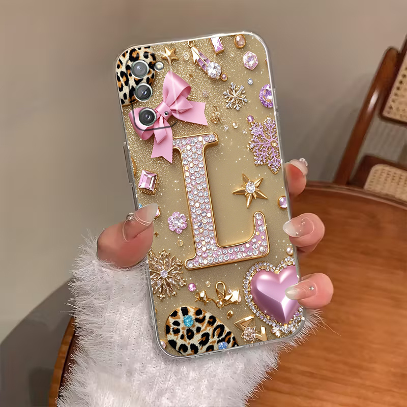 TEMU Phone Case: Phone Case, Rose Golden, Snowflake Bow Leopard Print Pattern, Suitable For Galaxy A7 (2018), A71 5g, A81, A82, A91, M60s, M80s, Note