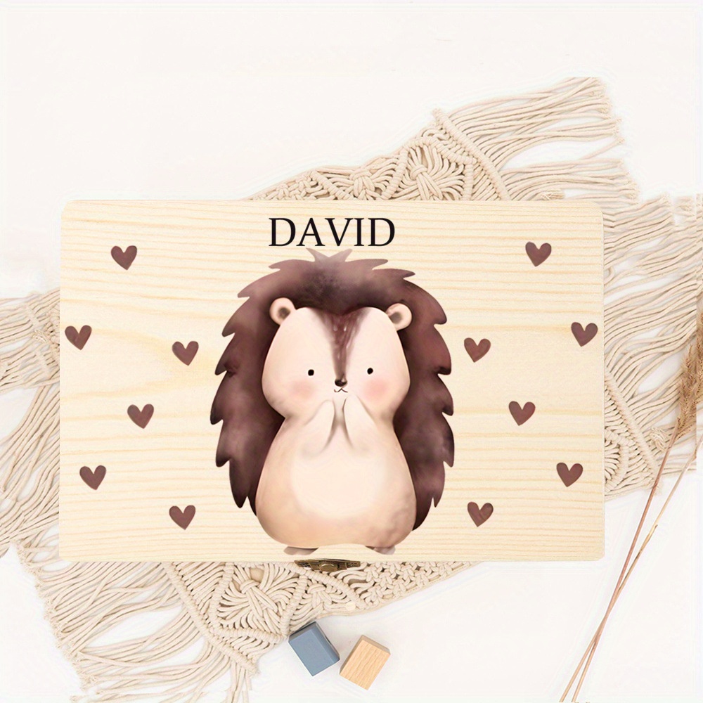 Personalized Baby Wooden Covered Storage Box for Newborns