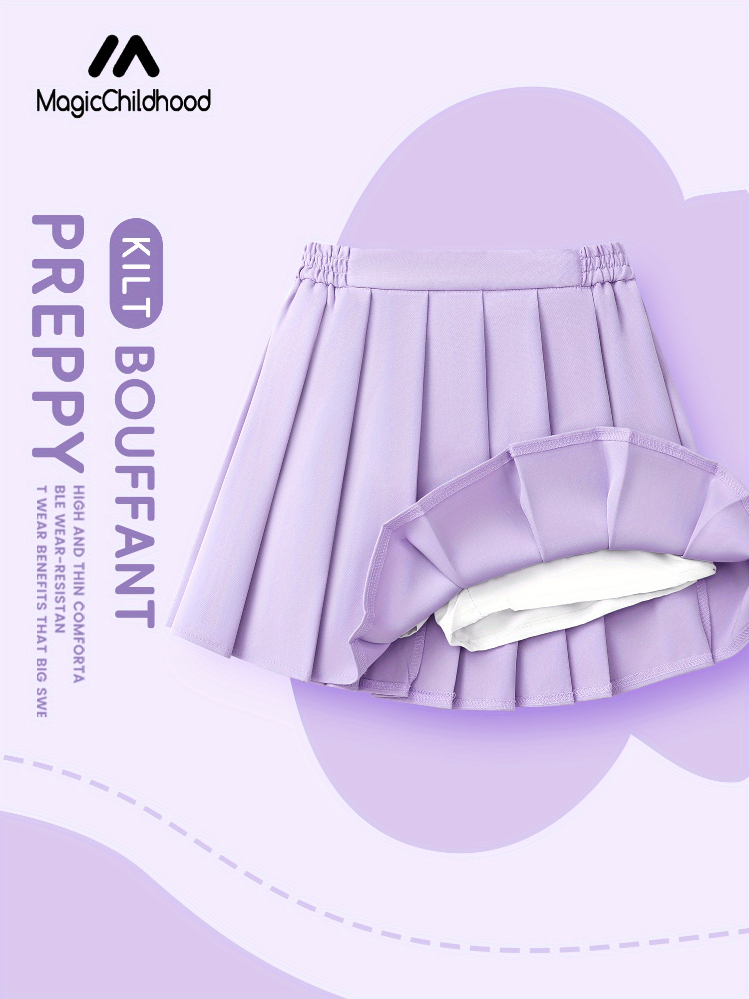 1pc, Girls Skirt, Kids Purple Pleated Skirt Fashionable, Cute And  Solid Color, Simple, with Integrated Safety Shorts, Suitable for Daily 