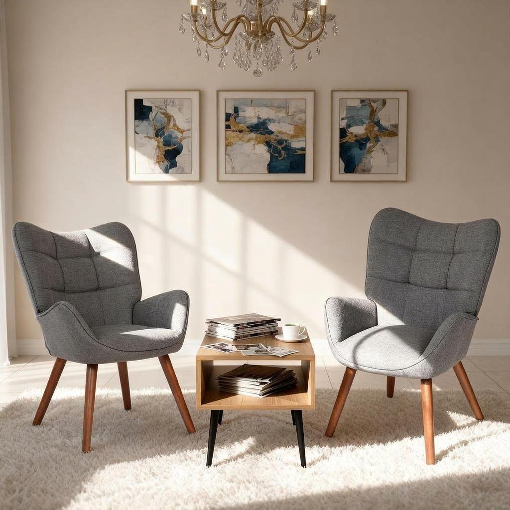 photo de l'article chaise de bureau rembourrée style  -century modern, chaise de lecture haut de   avec support  ,   de 330 lb - pour salon, chambre et bureau