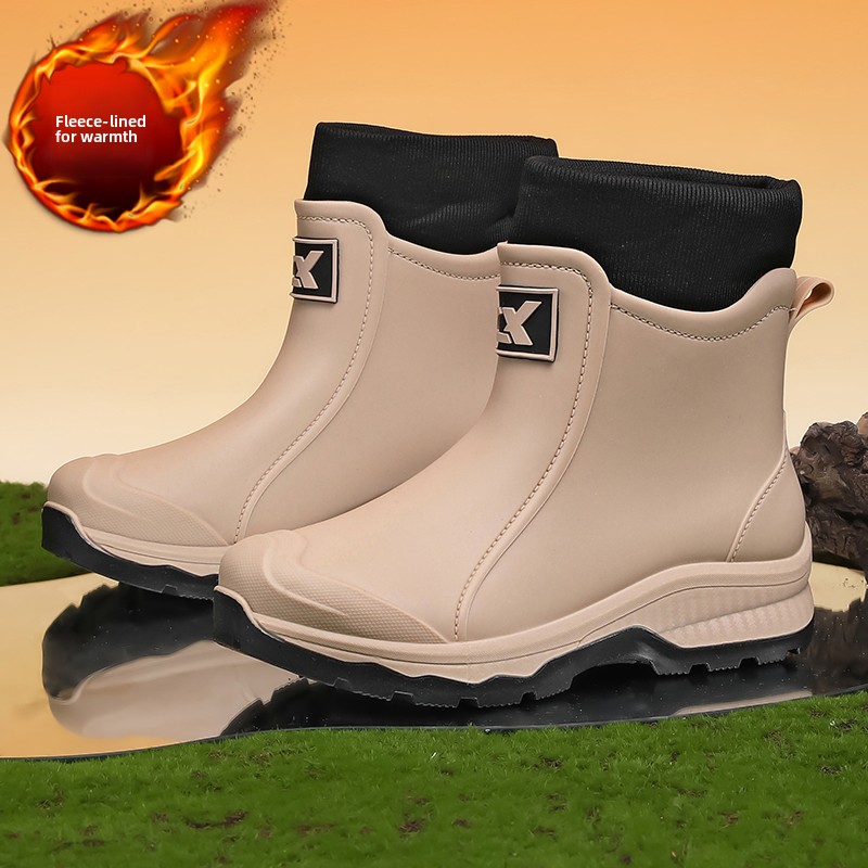 TEMU Autumn And Winter New Style Unisex Thick-soled Height-increasing Wear-resistant Soft-soled Lightweight Comfortable Rain Boots Outdoor Sports