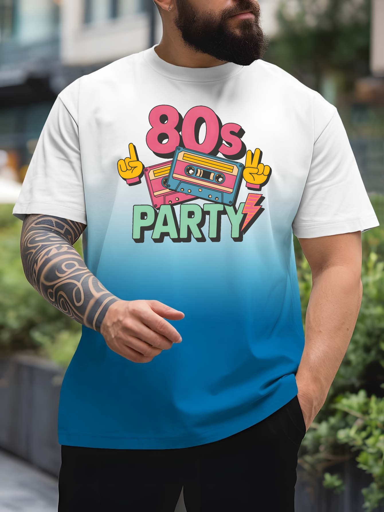 Men's Fashion 80s Fashion T Shirt Men' 's Party 3d Print T