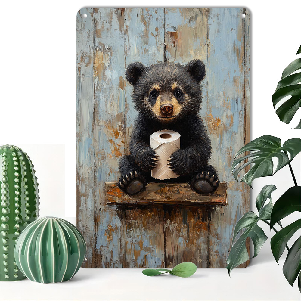 

Black Bear Vintage Tin Sign - Aluminum Wall Decor For Home & Garden, , Perfect Gift Idea (8x12 Inches), Decor, Poster, Bathroom, Funny Signs