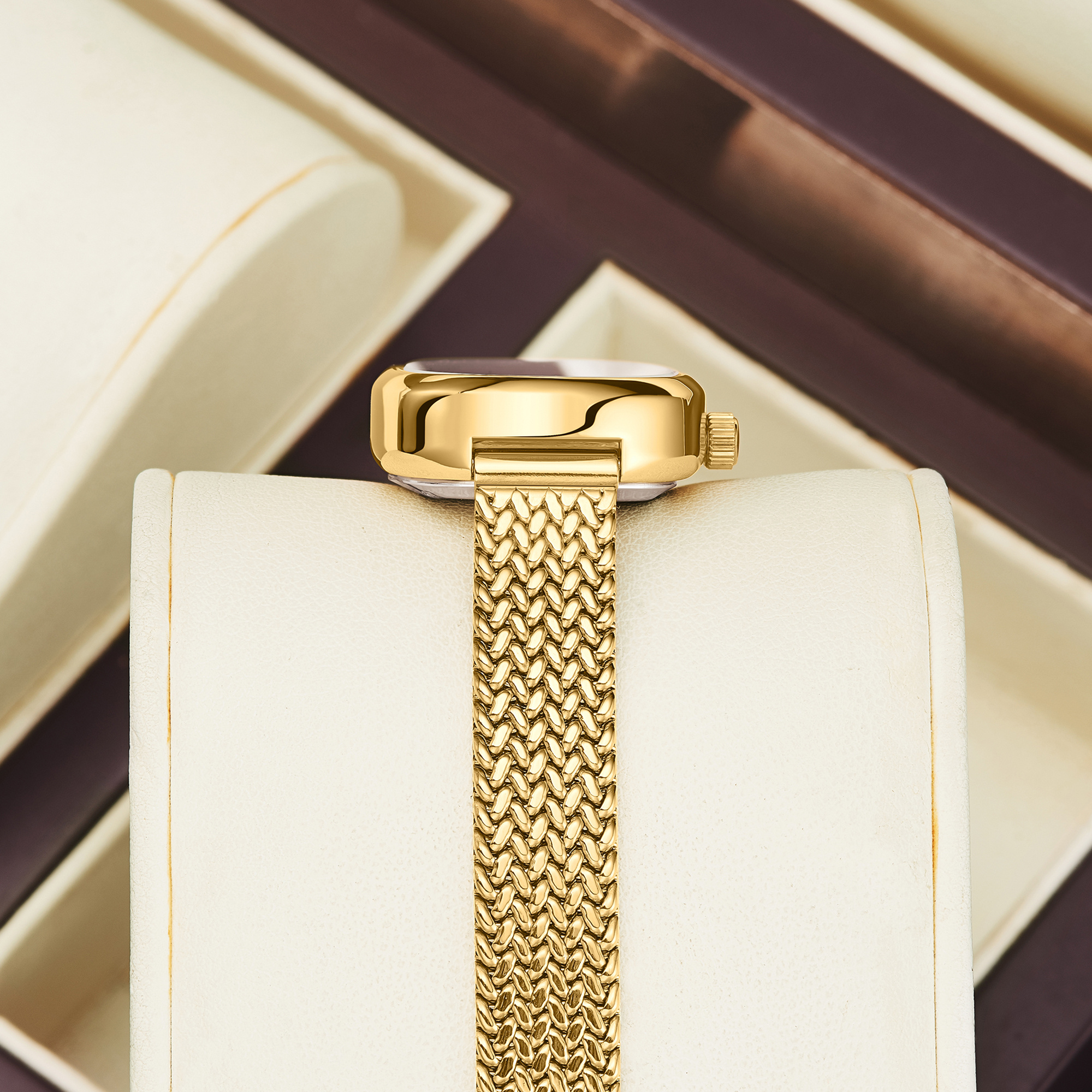 YaLaLuSi Brand 1pc Elegant Minimalist New-Style Women' S Quartz Watch Luxurious Golden Tone Accents Ultra-Thin Braided Strap Design Oval Dial Casual, Business, Date Night Versatile Style Fashionable Original Women' S Gift