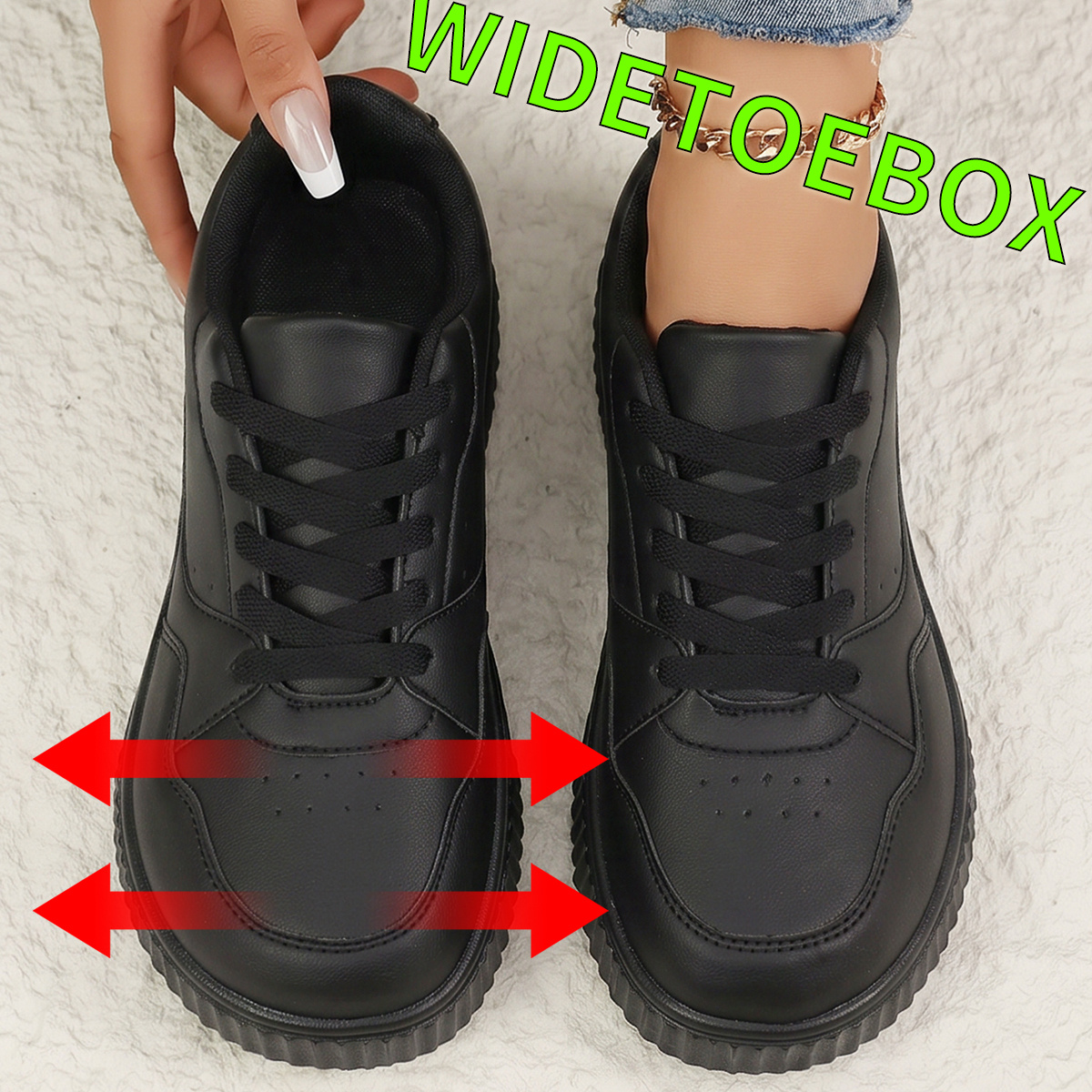 TEMU 2026 New Wide-toe White Women's Skate Shoes, Featuring A Soft And Comfortable Sole, Designed For Wide Or Large Feet To Prevent , Outdoor Women's