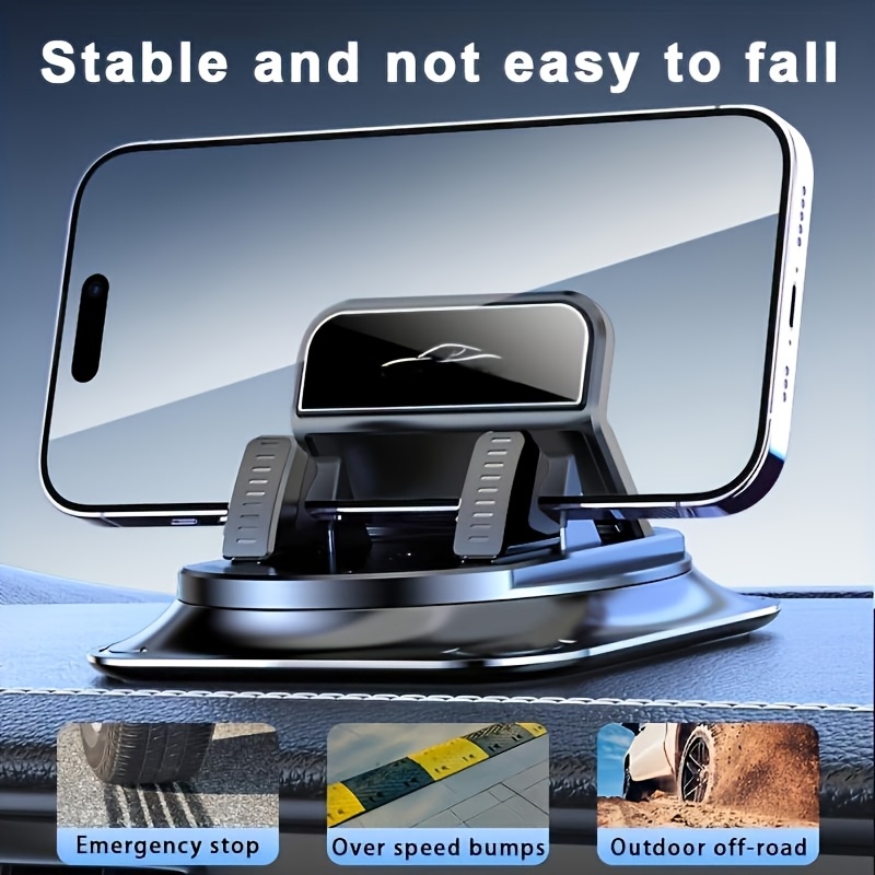 360 rotatable car phone holder with abs non slip base adjustable dashboard desk use compatible for iphone   smartphones rotating arm for hands free driving navigation video calls