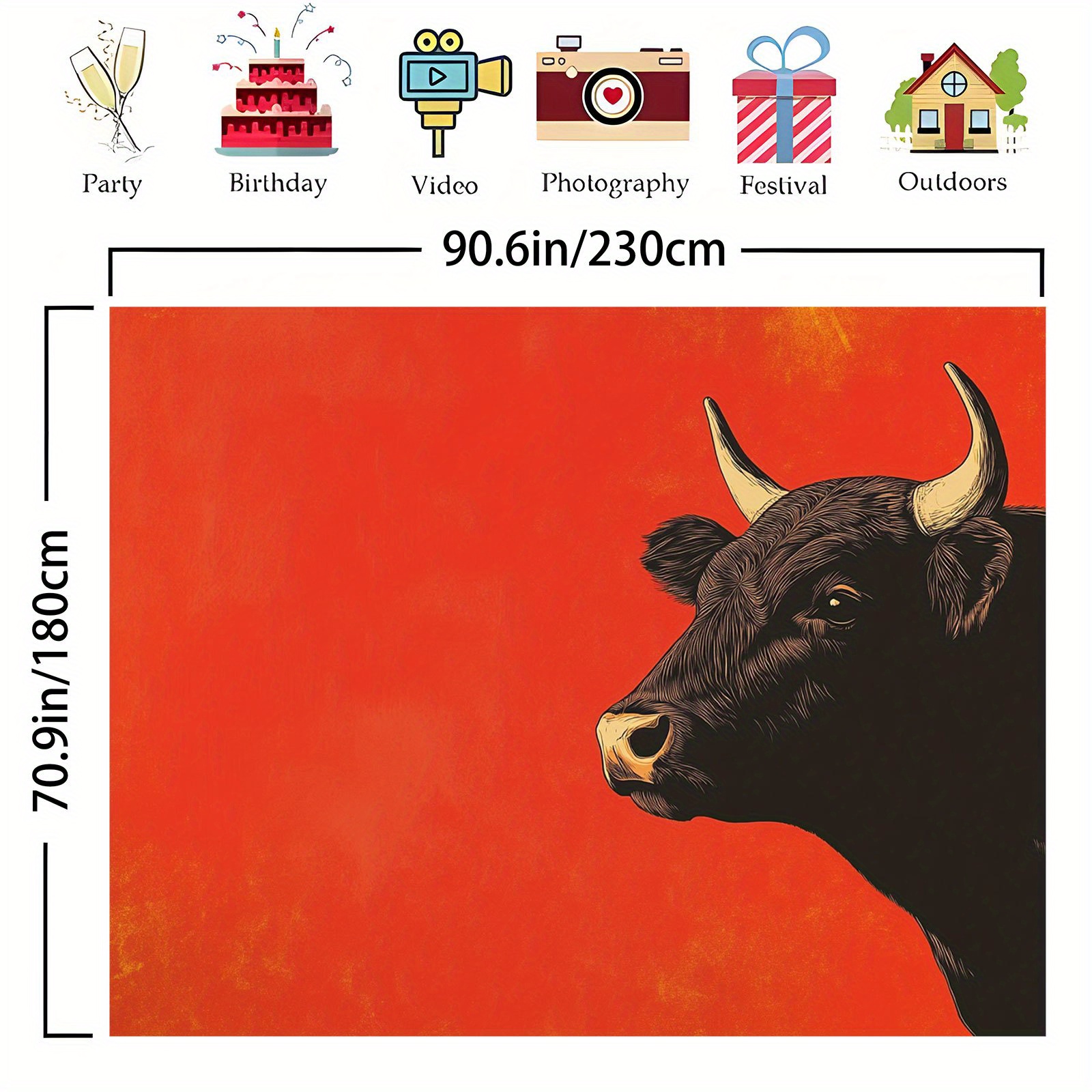 TEMU Bannière - Bannière Murale Profil de de Couleur Unie Adaptée à la Décoration Intérieure, aux Fêtes et aux Événements - avec Silhouette de