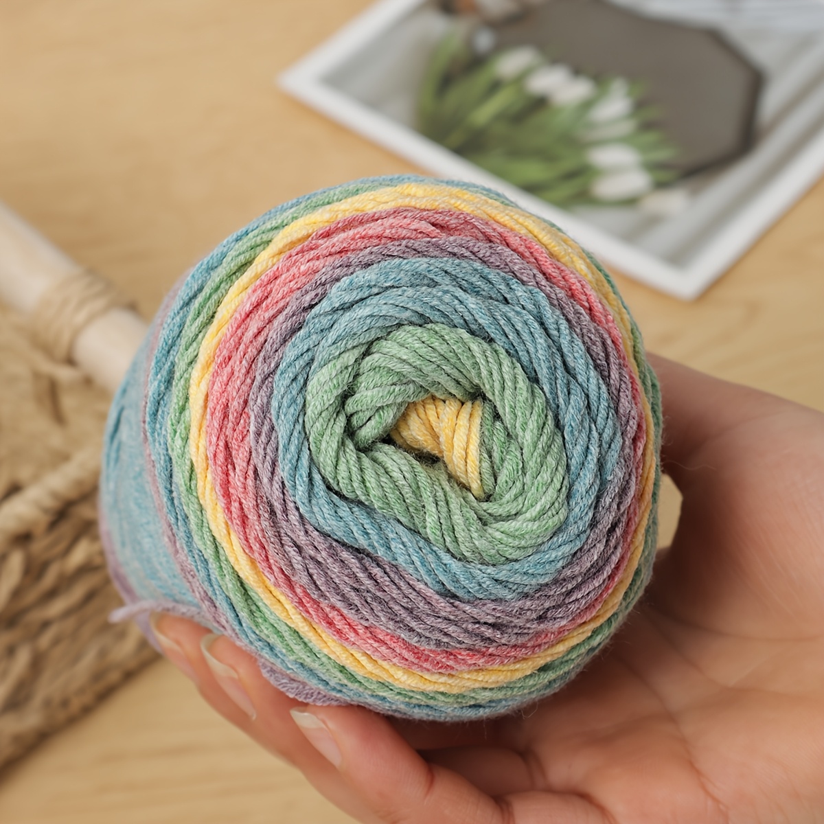TEMU 3 Rolls 5-strand Milk Yarn Suitable For Knitting & Crochet - -friendly Yarn With Rainbow Multicolor, Suitable For Diy Amigurumi Dolls, Pillows,