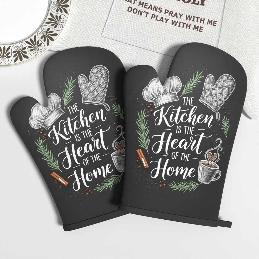 2pcs 10.6*6.7in Pattern Oven Mitts Heat Resistant Non Slip Suitable For Kitchen Decoration Cooking Grilling Baking Picnic For Holiday Gifting And Daily Kitchen And Party Carnival Spunky Mm