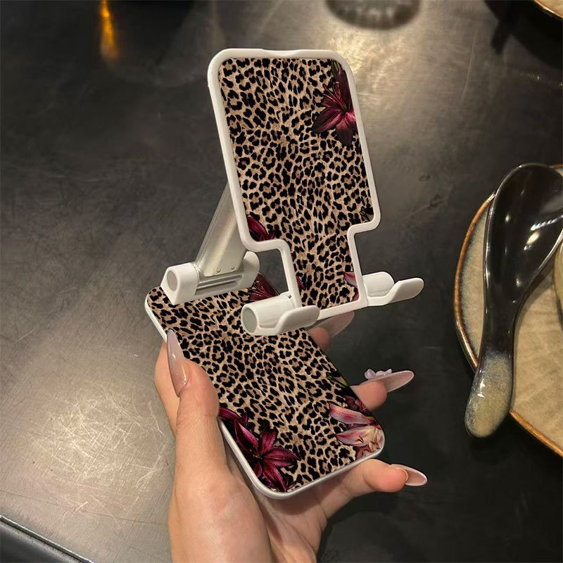 TEMU Support Téléphone Pliable avec un Design Léopard en Fleurs, Portable et Réglable, Idéal pour les Téléphones Mobiles et les . Un Très Bon Support