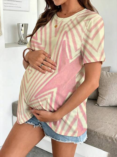 printed design not textured maternity t shirt and pattern soft pastel aesthetic comfortable for daily wear suitable for pregnancy decorative charm