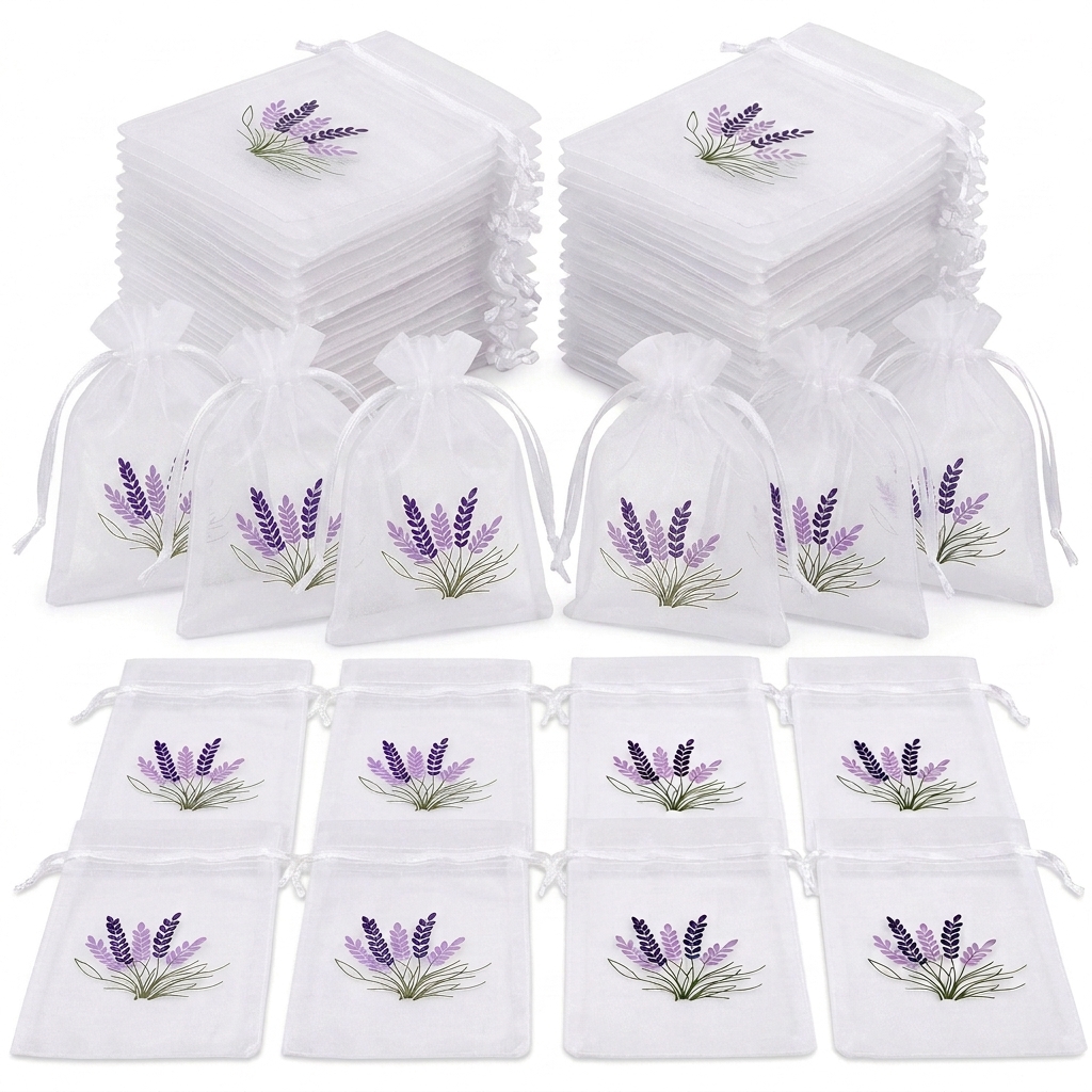 TEMU 24pcs Sheer Organza Bags Pouches Lightweight Breathable Mesh Gift Bags With Ribbon Drawstring Closure For Closet Wardrobe Drawer Bedroom Wedding