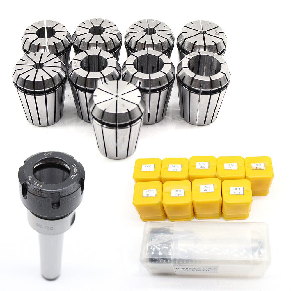 Image of Er32 Precision Spring Collet Set 9pcs Set For Cnc Workpiece Engraving And Milling Lathe Tool Clamping Sleeves Set Collet Mk3 Er32 Collets Set Made Of High-quality Spring Steel
