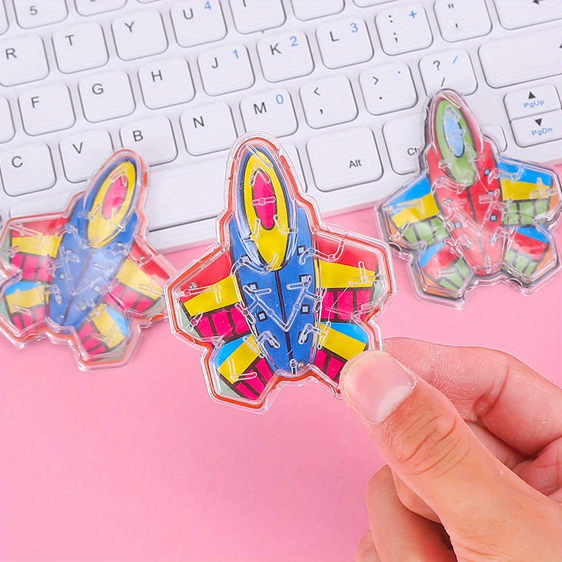 12pcs Mini Rolling Ball Puzzle Airplane Maze Game Boards