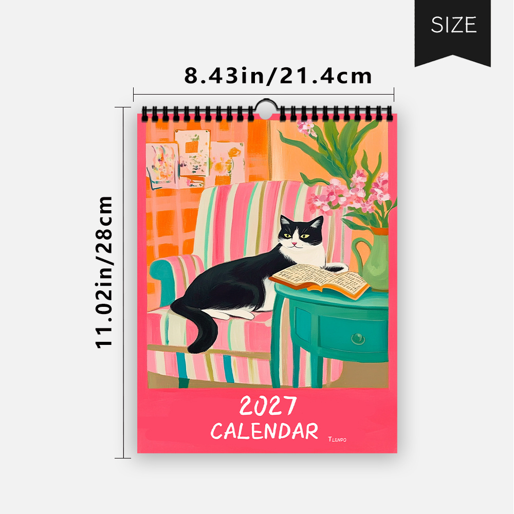TEMU 1pc, , Style Cat Home Wall Calendar. Calendar, Indoor Decoration, Room Decor, Women' Desk Accessory, 12-month Planner, Perfect As A Gift For