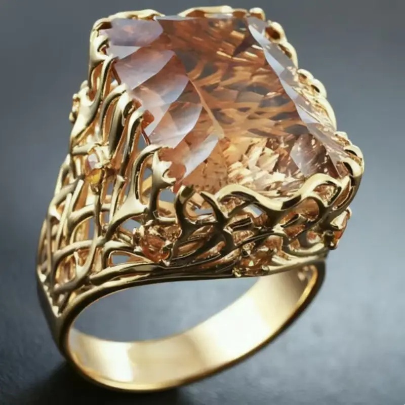 Luxurious Court Style Openwork Wide Band Ring