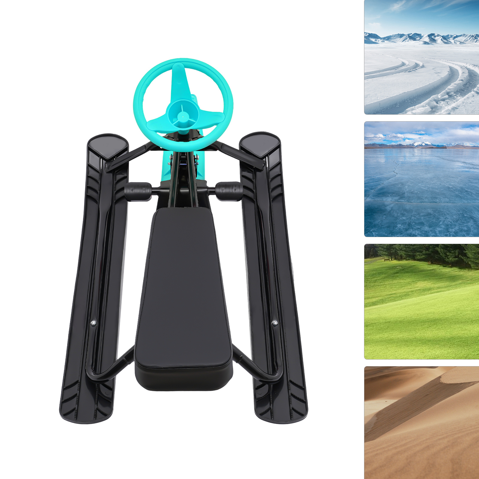 Sled(green), Ski Sled Slider Board, Snow Sled, 220.5lbs Load, Flexible Steering Wheel, Anti-slip Pedal, For Skiing, Ice Skating, Sand Skating