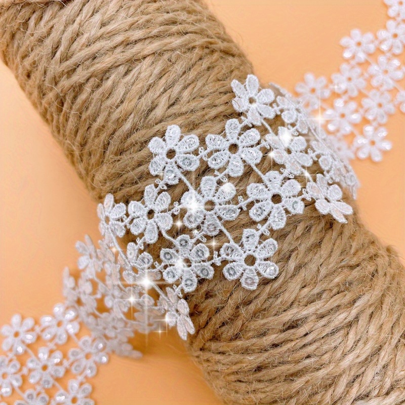 Image of Lace Trim, White Sequined Valentine's Day Ribbon With White Lace Embellishments For Sewing Vintage Crafts, Gift Wrapping, Diy Sewing Projects, Scrapbooking, Wedding Bouquet Decorations