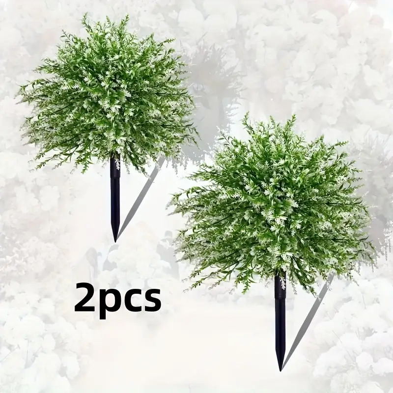 TEMU 2pcs Set Of Exquisite And Vivid Outdoor Tree Planting - Is Like Lavender Tree Planting Piles, Uv-resistant Simulated Lavender Shrubs, Suitable