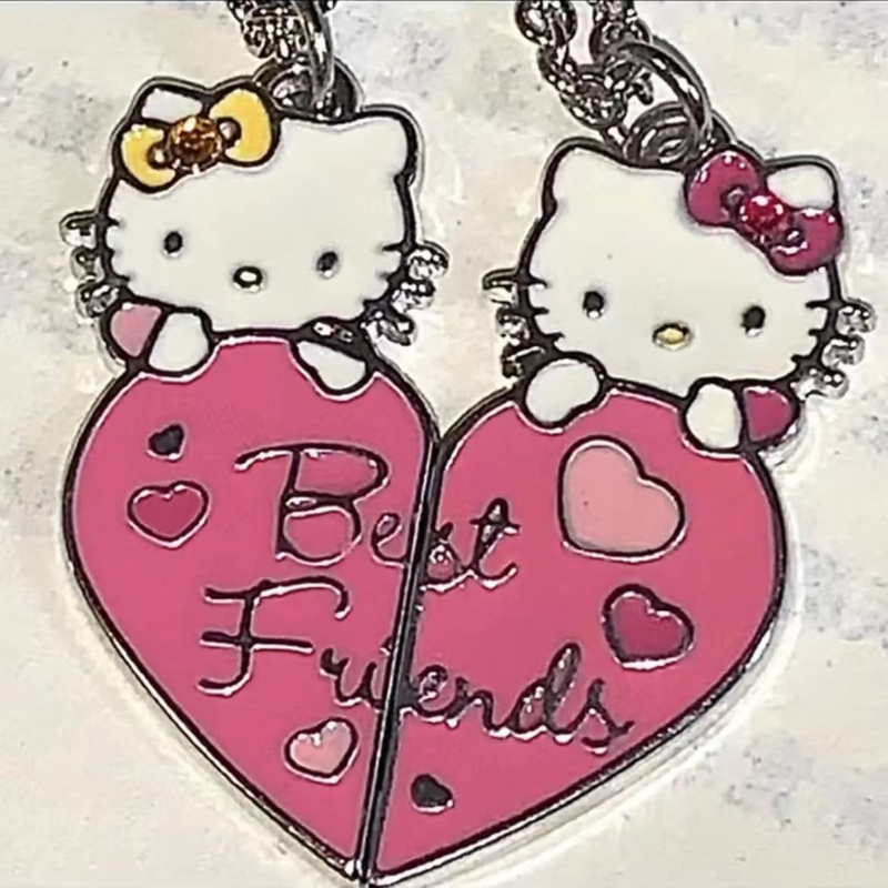 

Sanrio Hello Kitty Necklace Cute Cartoon Love Kt Cat Splicing Chain Holiday Party Couple Graduation (one Set)