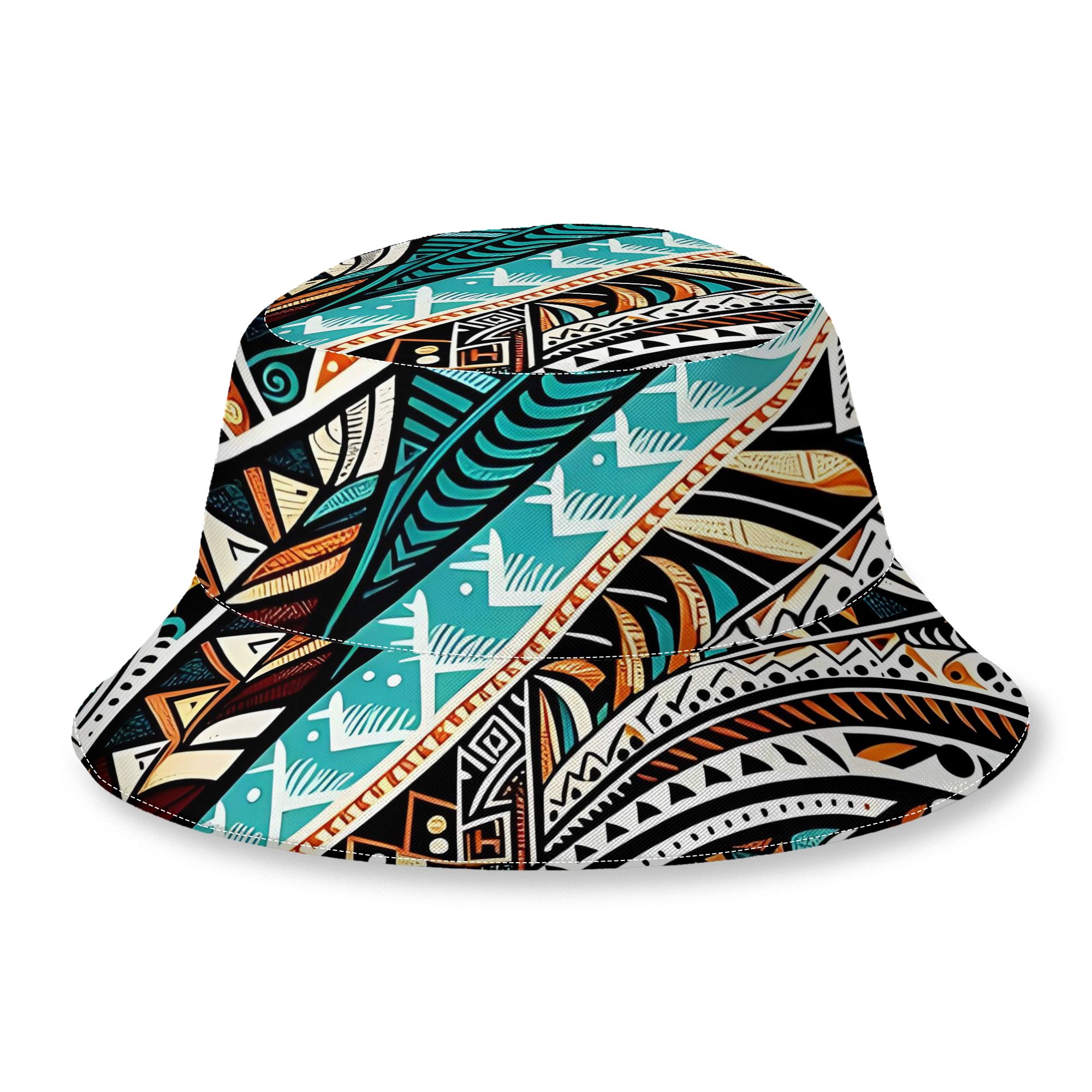 TEMU 1pc Fashion Bucket Hat - Printed Samoan Polynesian Style Pattern - Outdoor Beach Travel Festivals Fisherman Men's Hat Party Additions Casual