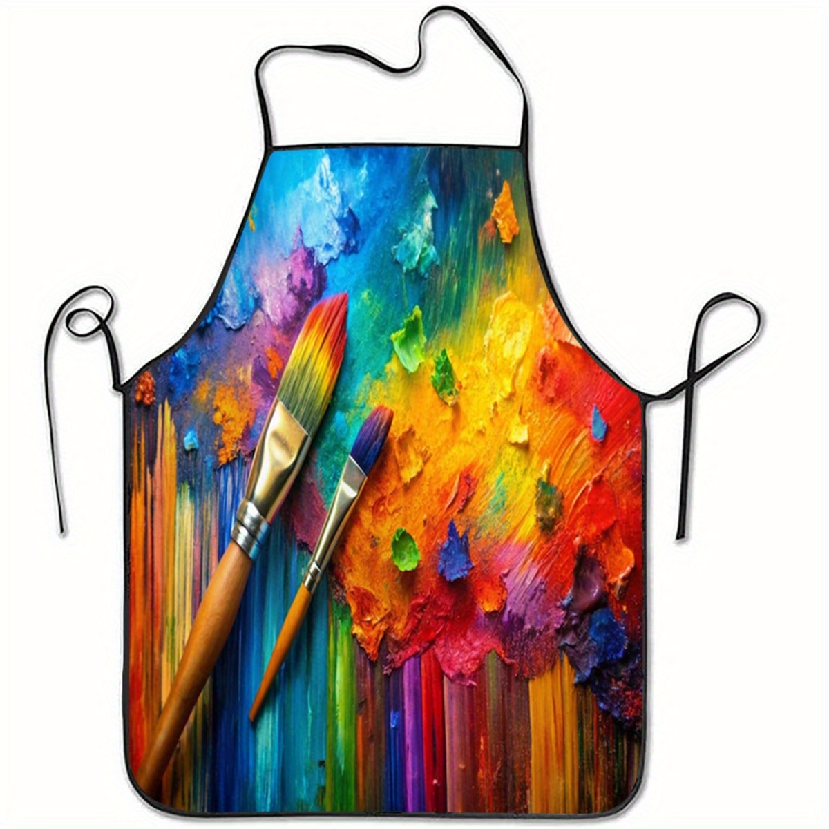 E-shop Künstlerisches Schaffens-Schürze mit Pinsel-Druck - Mit bunten Pinsel-Kunstmustern - Geeignet zum Malen, künstlerische Schaffung und anderen