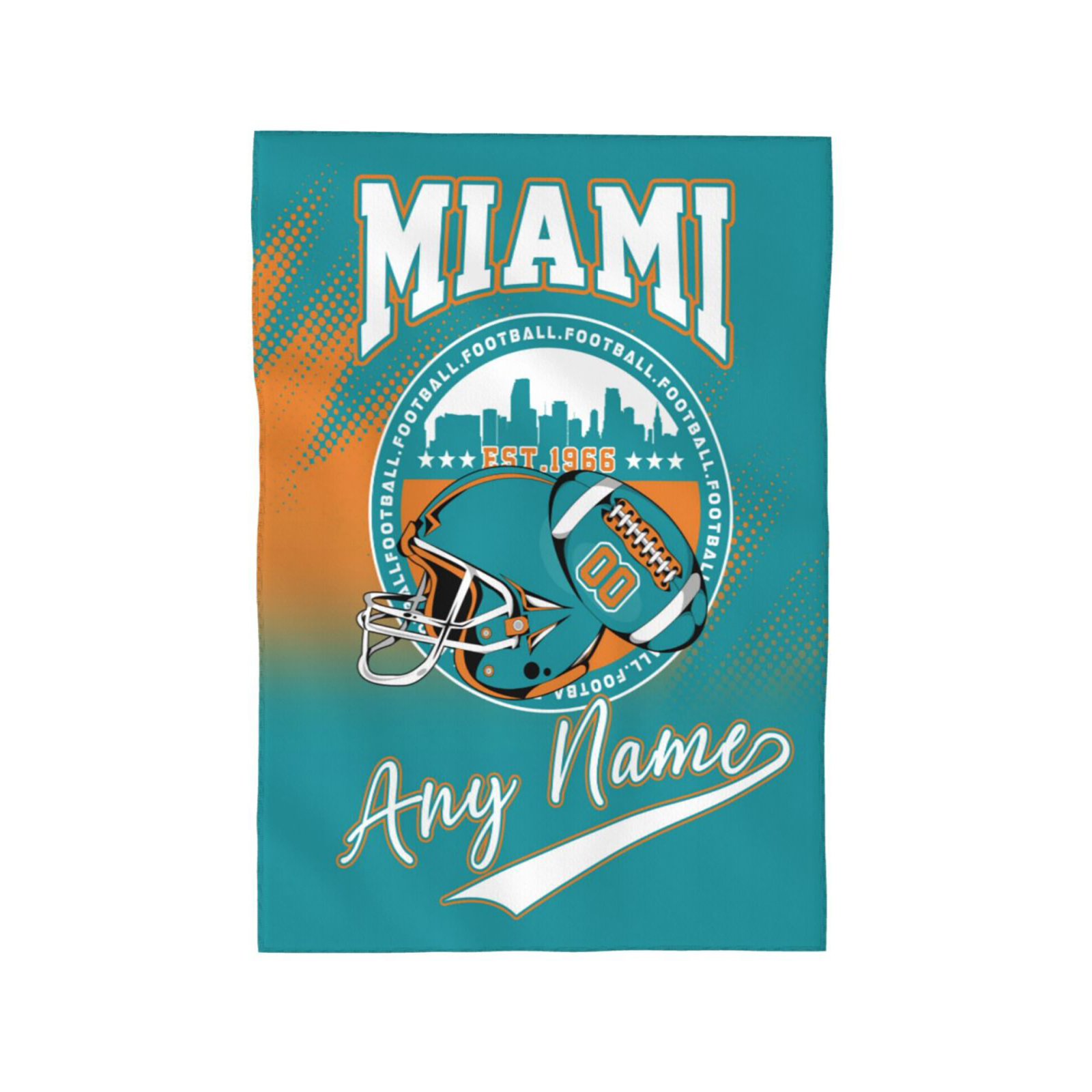 

Customizable Miami Football Monogrammed Hand Towel, Quick-dry Polyester Knit Fabric, Contemporary Style Oblong Dish Cloth, Machine Washable, Sports Fan Gift 18x26