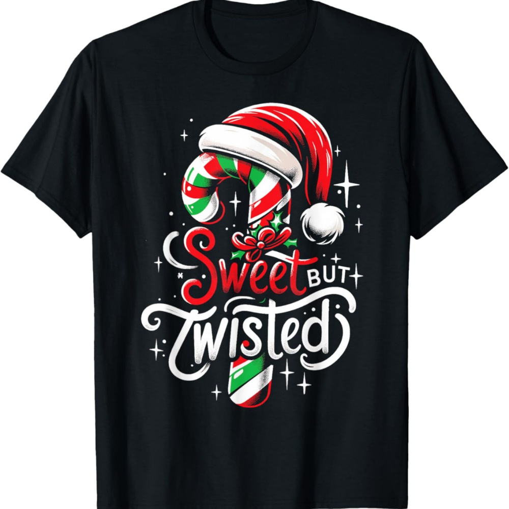 

Candy Cane Graphic Tee - Soft Cotton, Breathable & Moisture-wicking Men's T-shirt For Running & Casual Wear, Best For Christmas