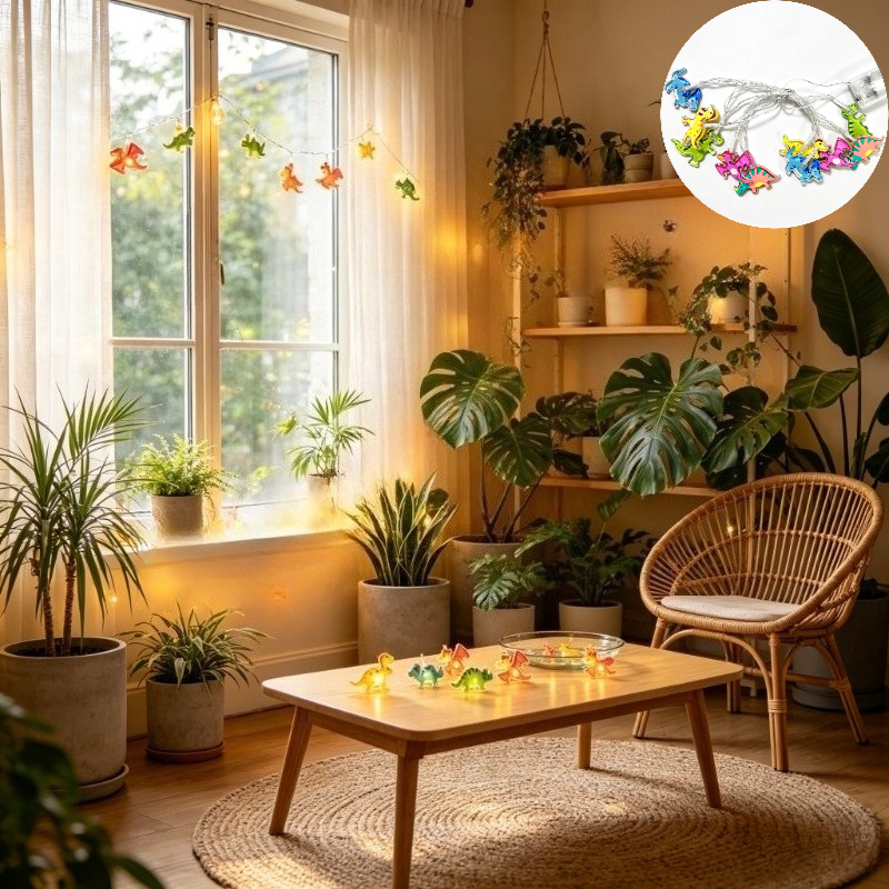 TEMU 150cm/59.06in Warm Light Dinosaur Light String, Lighting Fixture, Led Light String, Home Decoration, Festival Decoration, Room Decoration,