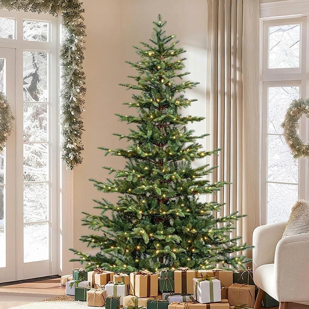 Image of 2026 Style Tree 5ft Pre-lit Artificial Pe Pvc Mixed Automatic Pop-up Xmas Tree 2025 Holiday Decor Easy Assembly For Home Indoor For Christmas Decor