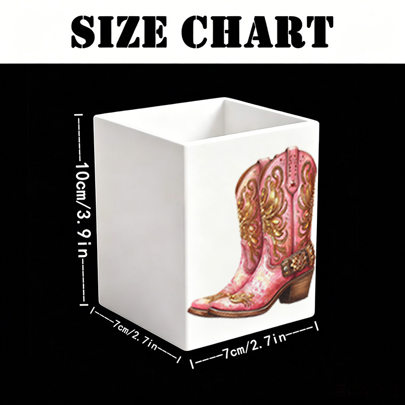 TEMU (1-pack),"vibrant Pink Cowboy Boots With Golden Embroidery"this Multi-functional Pen Holder Storage Box Used In Bathrooms, Kitchens, Offices,