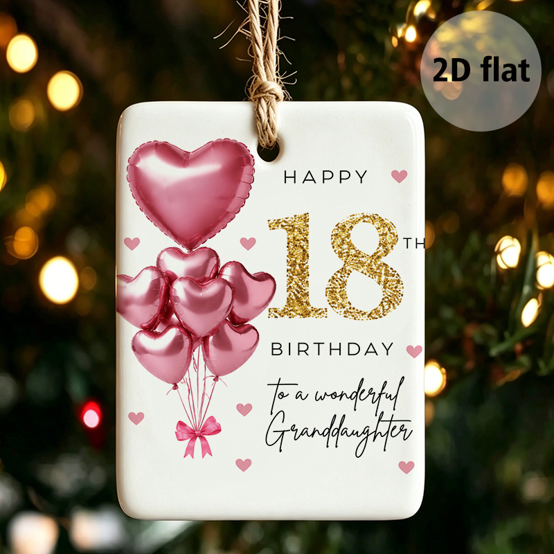 TEMU 1pc Happy 18th Birthday Wonderful Granddaughter Hanging Ornament, Pink Heart Balloon Themed Birthday Decoration Pendant, Perfect For 18th