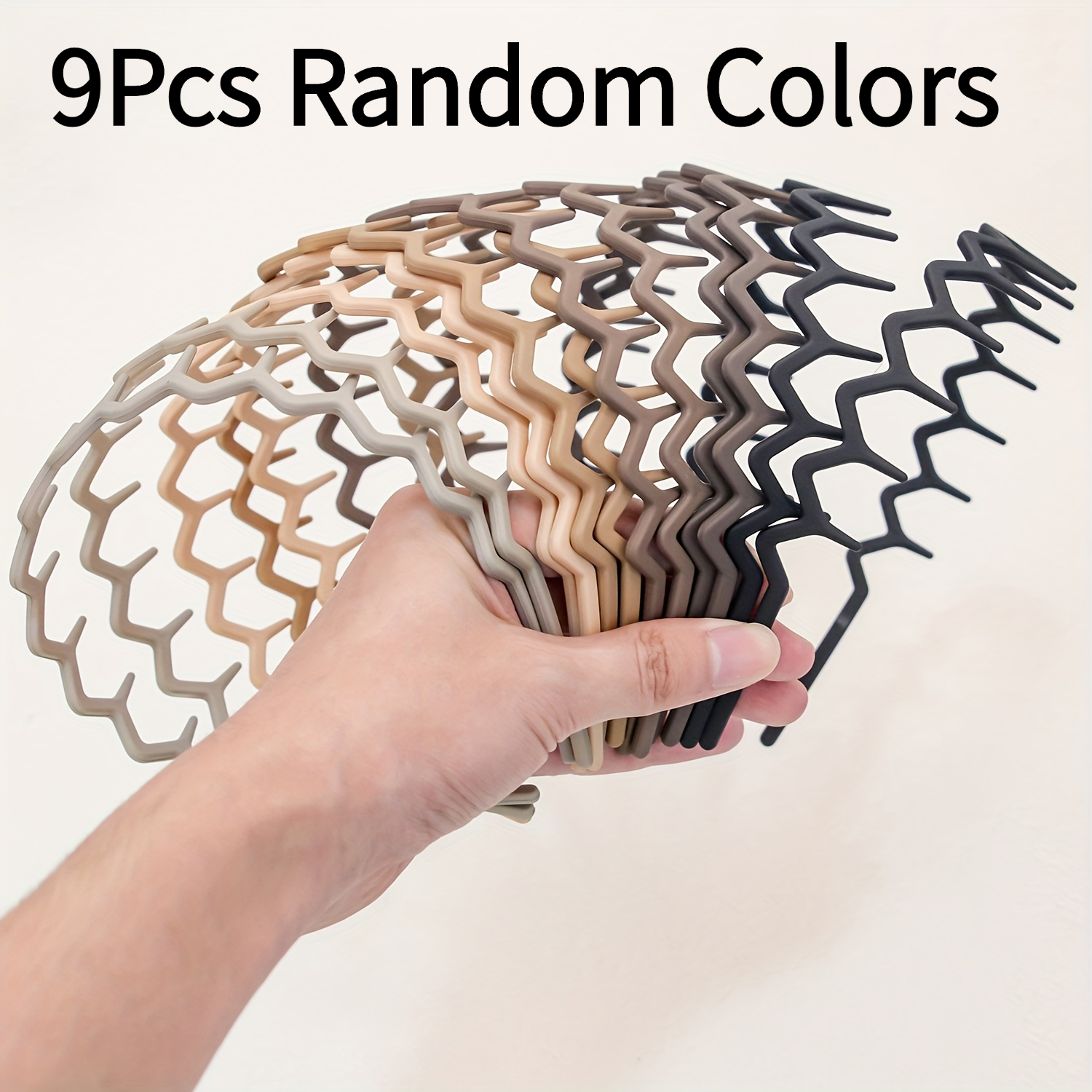 TEMU 9pcs Random Colors Long Tooth Headbands Women, Non-slip Teeth Hair Hoops Face Washing, Versatile Hair Additions To Create High Cranial Top