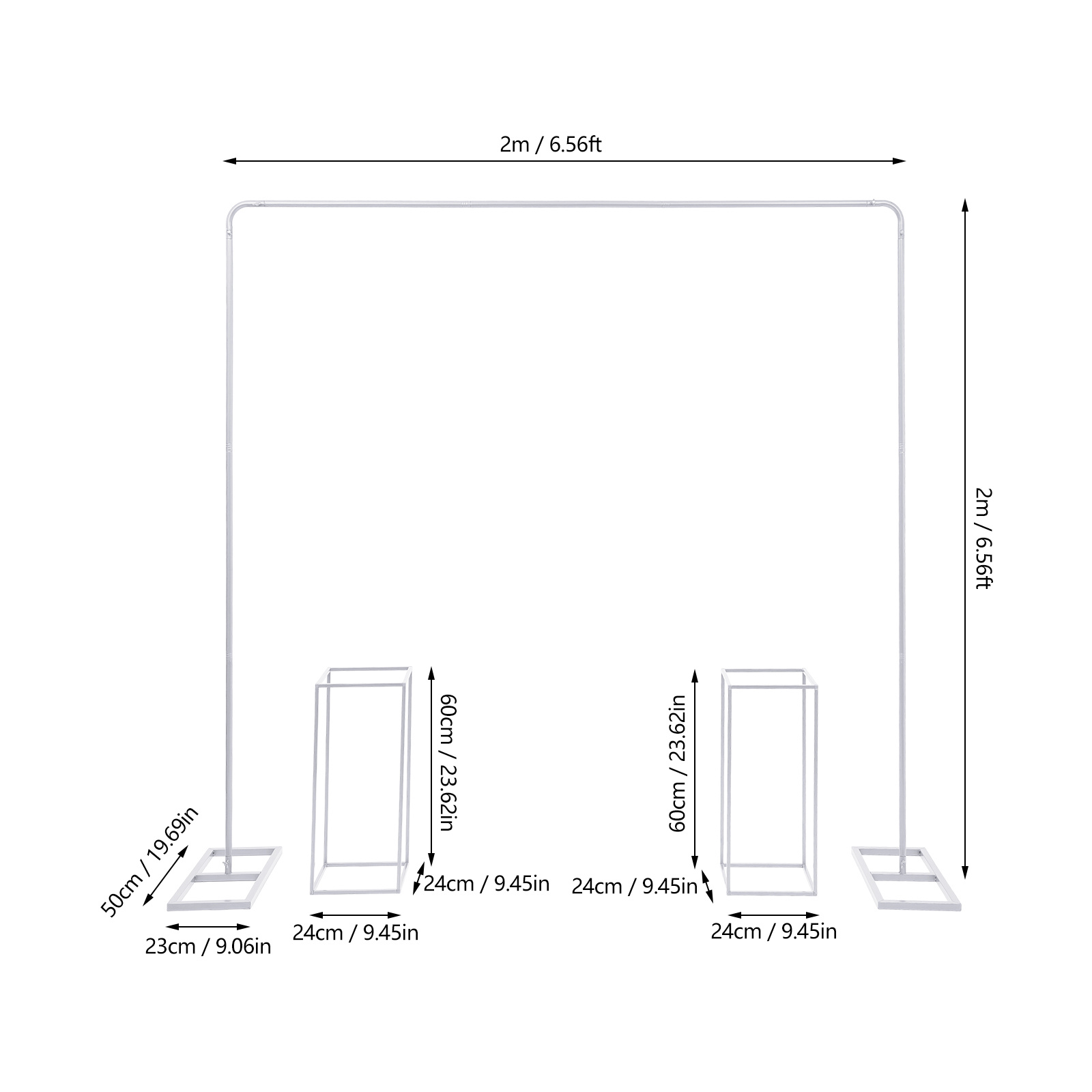 TEMU Support d' de mariage en métal blanc 2x2m avec arrière-plan d' de fleurs, support d' de ballons avec support de fleurs pour mariage,