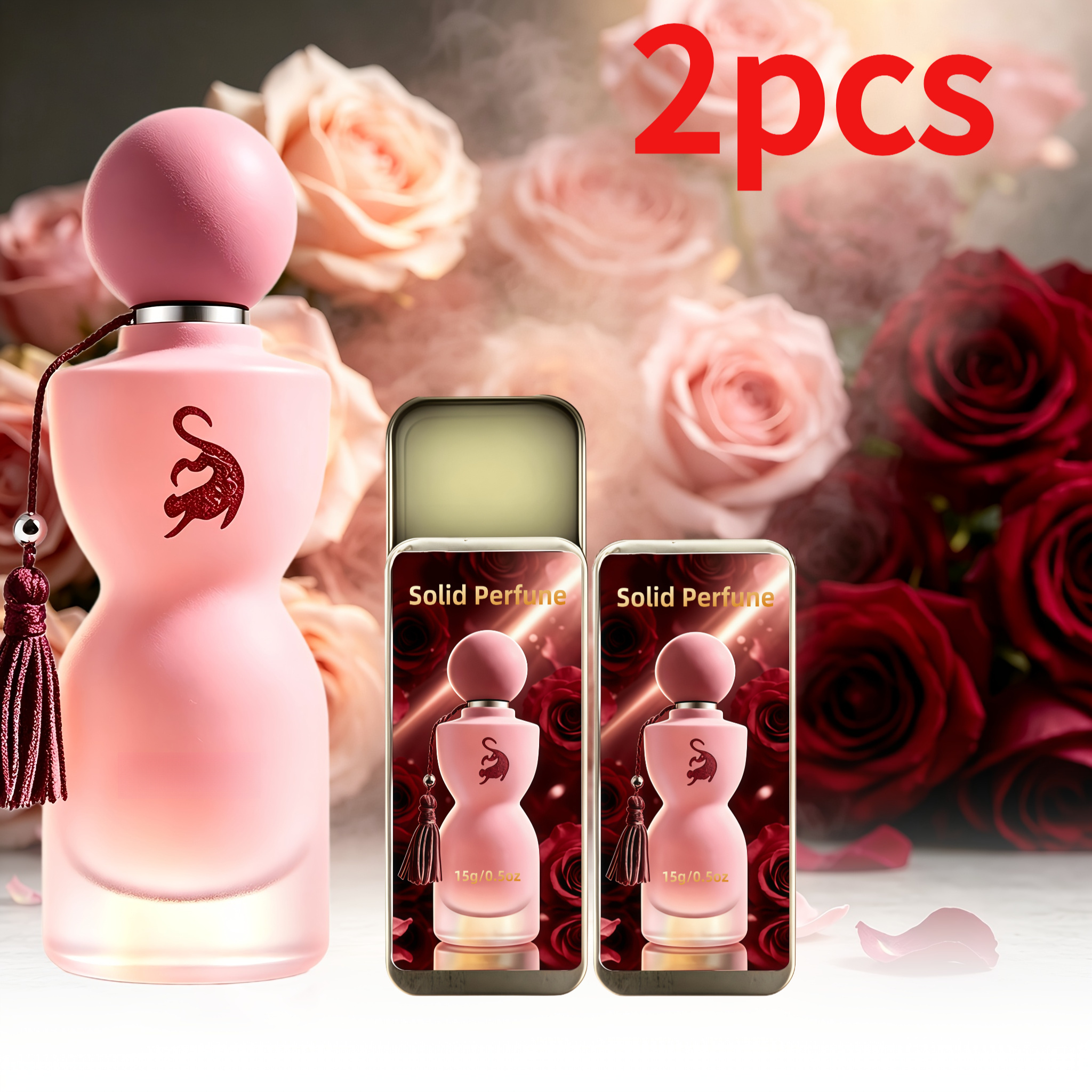 2pcs Middle Eastern New Solid Perfume, Charming And Unique Women'S Solid Perfume, Exuding Long-Lasting Floral And Fruity Scent. It Features a Subtle Blend of Various Fruit Extracts, Musk, And Patchouli