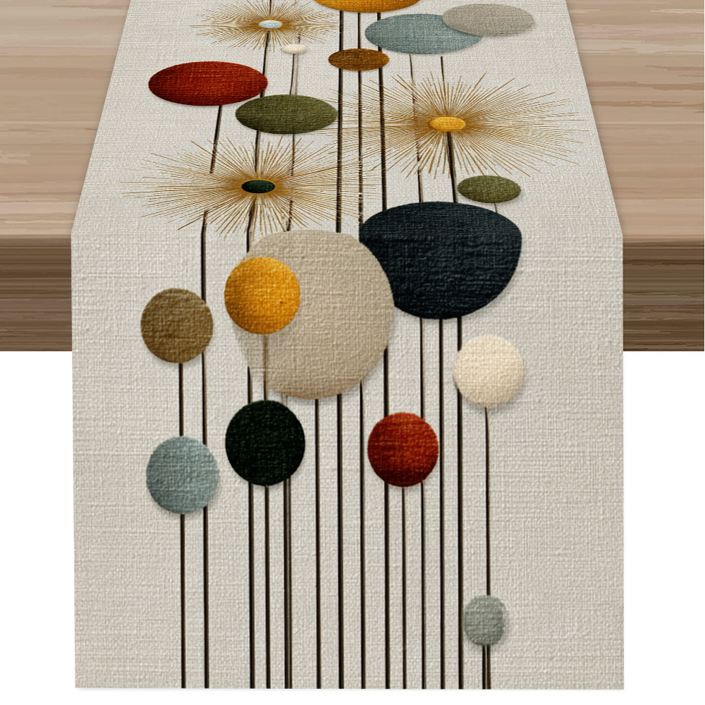 TEMU A Round Artistic Structure Printed Table Flag With Light And Shadow Effects, Featuring And Bright Aesthetic Suitable For Spring And Summer. This