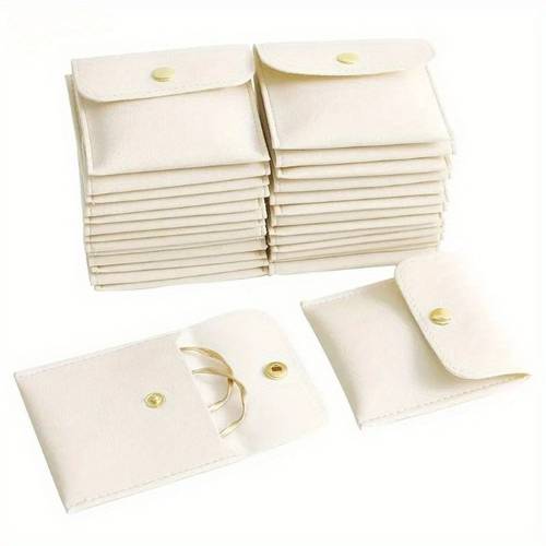 20pcs white silvery faux leather jewelry pouches with snap closure jewelry storage bag luxurious gift bags for earrings necklaces bracelets and rings storage pieceaging